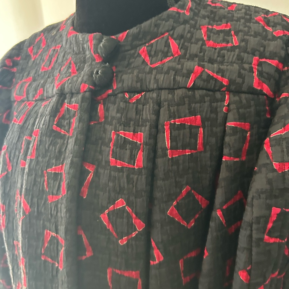Vintage 80s 90s Black &Red Geometric Patterned COAT by Peggy Jennings
